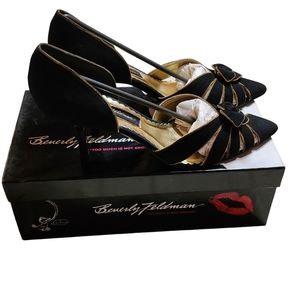 Vintage NWTB Beverly Feldman Kingly Black Suede Party Holiday Heels Size 8M